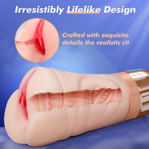 Realistic Pocket Pussy Male Masturbator - Movakativ Sex Toys for Men with 10 Vibrating & 5 Sucking Modes, Vagina Textured 6.7 ''