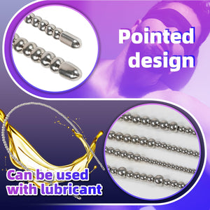 Kutocesy Double Head Stainless Steel Penis Plug Extra Long Pull Bead Urethral Dilator Double Urethra Toys Male Masturbation Sex