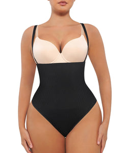 FeelinGirl Shapewear Tummy Control Thong Faja Underwear Body Shaper Panties Seamless Shape Wear Plus Size Black XL-XXL