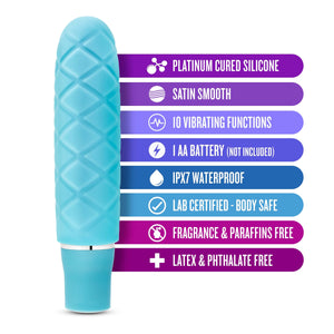 Blush Luxe Cozi 10 Vibrating Functions Satin Smooth Silicone AAA Battery Mini Pocket Vibrator - IPX7 Submersible Waterproof - Co