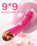 8.6 Inch Realistic Dildo Vibrator for Women,10 Powerful Vibration Modes for Clitoral and G-spot Stimulation, Waterproof Rose Adu