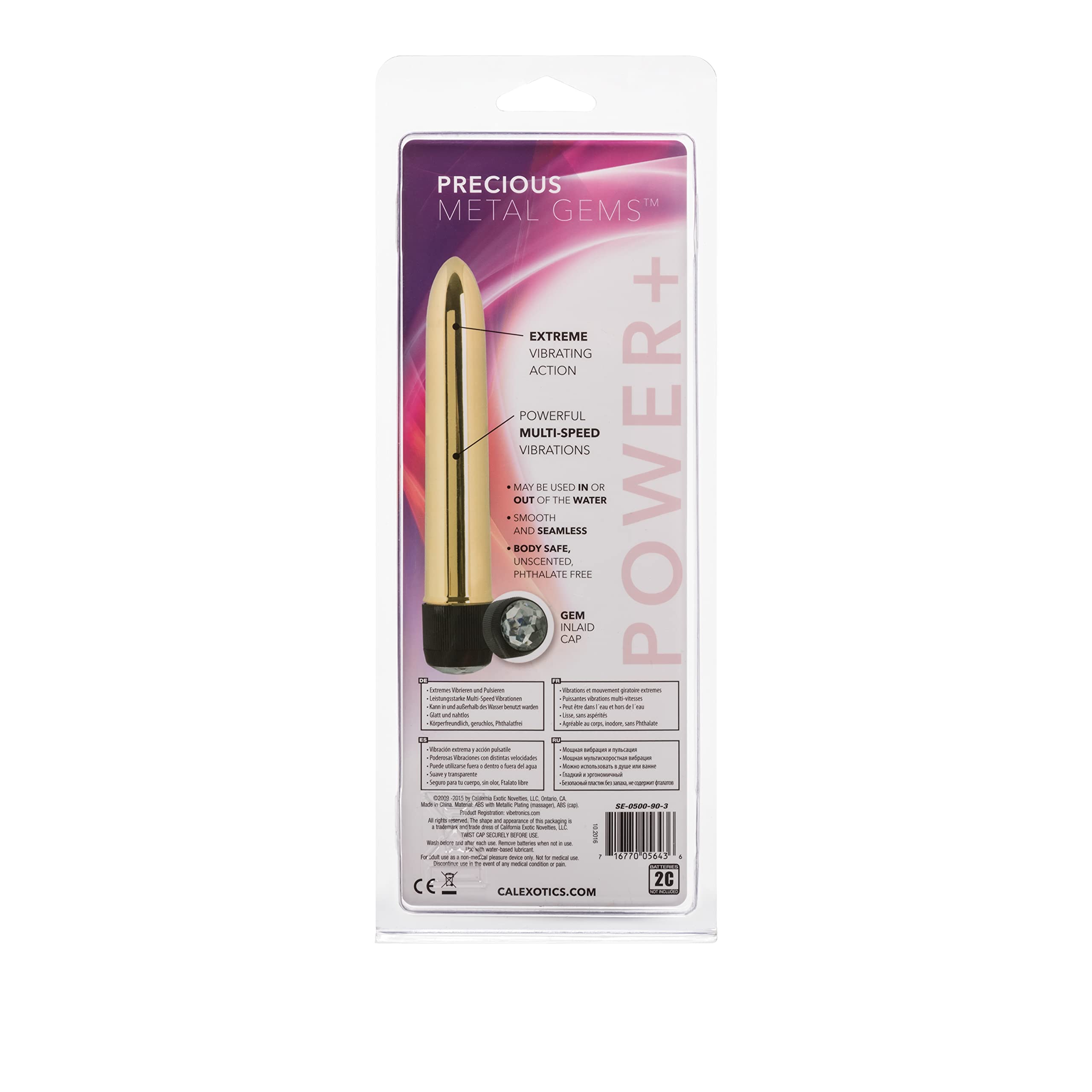 Calexotics Novelties Precious Metal Gems Vibe, Gun Metal, 6.75''