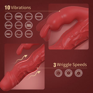 YIMOOCH Wriggling Rabbit Vibrator Sex Toys for Women, G Spot Realistic Vibrating Dildo Vibrators with 3 Powerful Wriggle Speeds