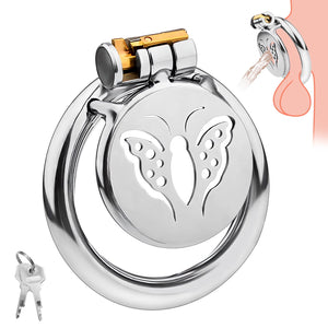 Stainless Steel Male Chastity Device Cock Cage Smooth Metal Bondage Locked Penis Exercise Cage Sex Toy for Men Couple (1.96 Inch