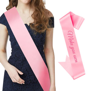 CIEHER Pink Sash Blank Satin Sash Bride Sash Custom Sash Prom Court Sash Mommy to Be Sash Birthday Sash Bride to Be Sash Bachelo