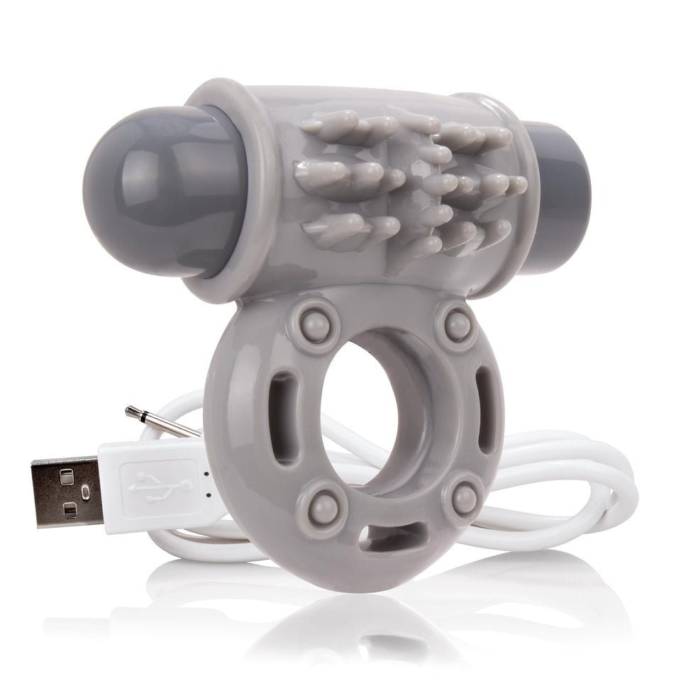Charged OWow Vooom Mini Vibe - Grey Vibrating Cock Ring for Men - Reusable Penis Ring Vibrator, Couples Sex Toy, Enhances Pleasu