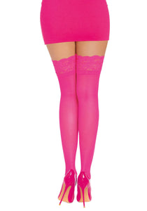 Dg Neon Thigh Highs W/ Silicn Top Pnk Os