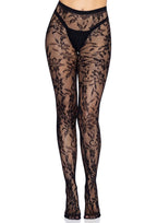 Seamless chantilly floral lace tights.