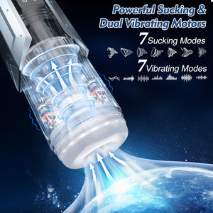 Automatic Male Masturbator Sex Toys - Penis Pump Male Sex Toys Pocket Pussy with 7 Sucking& Vibrating& Thrusting& Rotating Modes