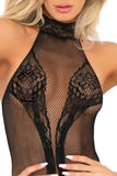 Choker Crotchless Bodystocking Black O/S
