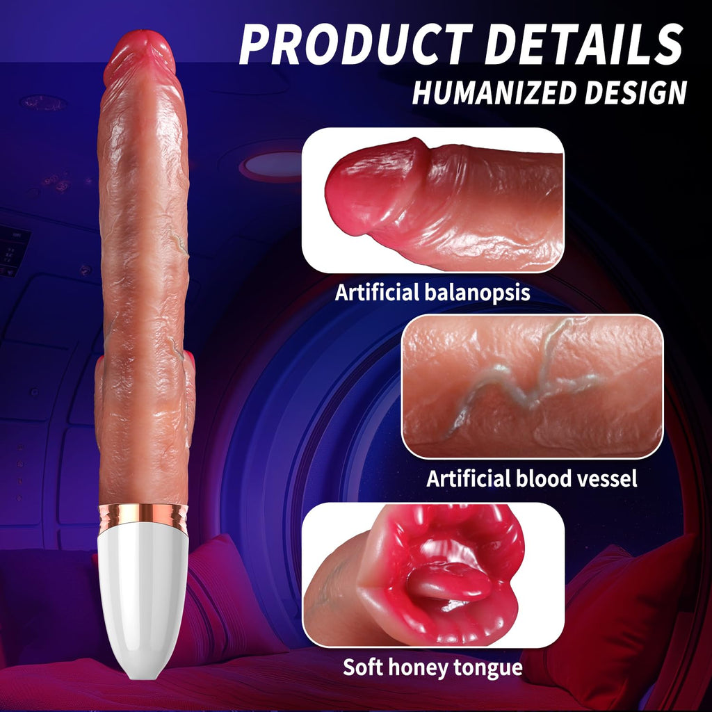 Thrusting Vibrator Dildo for Women Sex Toys 10 Licking Thrusting Rabbit Vibrators 11.6'' Realistic Dildos G Spot Vibrator Clitor