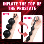 POJRGI Inflatable Anal Beads Silicone Anal Toys with Air Pump Detachable Anal Sex Toys with Safe Pull Ring in Black Adjustable S