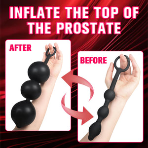 POJRGI Inflatable Anal Beads Silicone Anal Toys with Air Pump Detachable Anal Sex Toys with Safe Pull Ring in Black Adjustable S