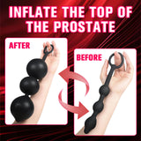 POJRGI Inflatable Anal Beads Silicone Anal Toys with Air Pump Detachable Anal Sex Toys with Safe Pull Ring in Black Adjustable S