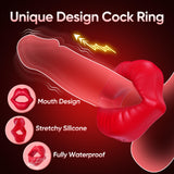 Cock Ring-Sex Toy for Men, Mouth Shaped Adult Toys for Erection Enhancing, Silicone Penis Ring Red