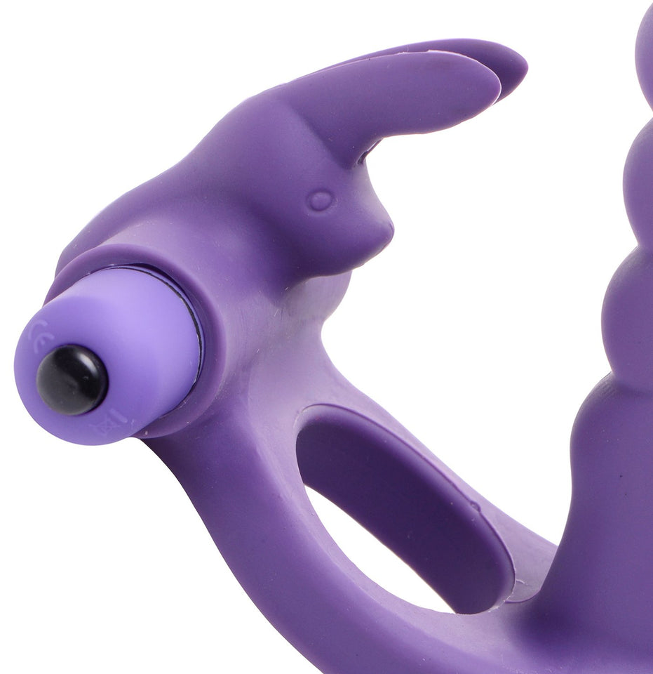 Frisky Double Delight Dual Penetration Vibrating Rabbit Cock Ring
