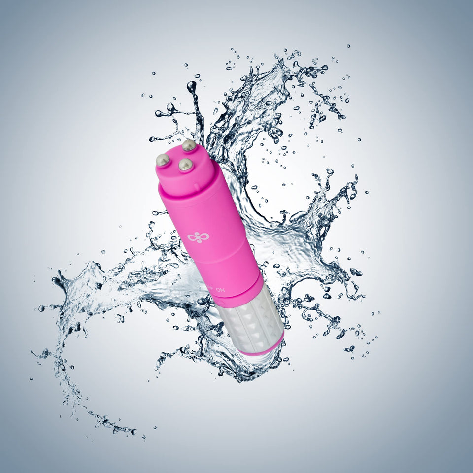 Rose Revitalize Massage Kit - Massager, Clitoral, External Massager Vibrator - 3 Ultrasilk Smooth Puria Silicone Attachments For Pleasure, Stress Relief - Waterproof - Pocket Sized - Pink