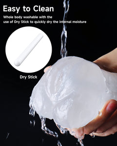 3 in 1 Pocket Pussy Male Masturbator & Drying Stick&Waterproof Storage Bag, Double-Ended Male Sex Toy Mouth Tongue Textured Vagi