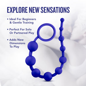 Blush Luxe Silicone 10 Beads - Silky Smooth Ultrasilk - Puria Platinum Silicone - Beginners Anal Beads -12.5 Long With Sturdy Pu