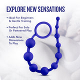 Blush Luxe Silicone 10 Beads - Silky Smooth Ultrasilk - Puria Platinum Silicone - Beginners Anal Beads -12.5 Long With Sturdy Pu