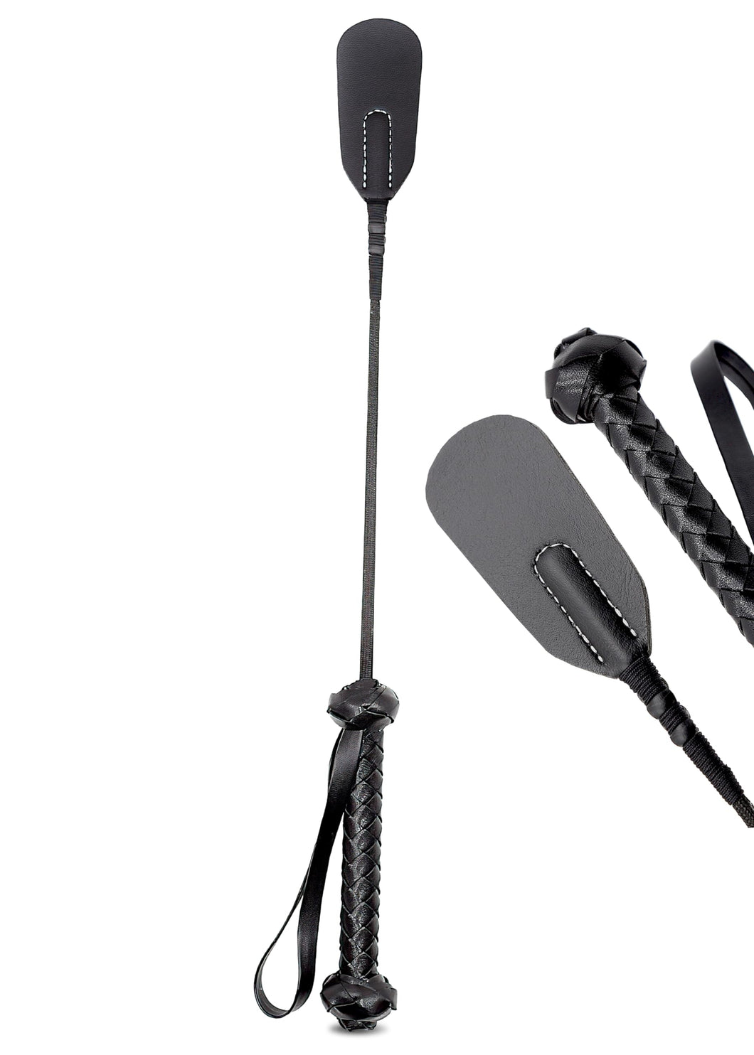 MELLCARE 18 inch Black Luxury Sex BDSM Crop Sex Paddle Premium Bondage Whip Spanking Crop BDSM Whip Adult Sex Toy