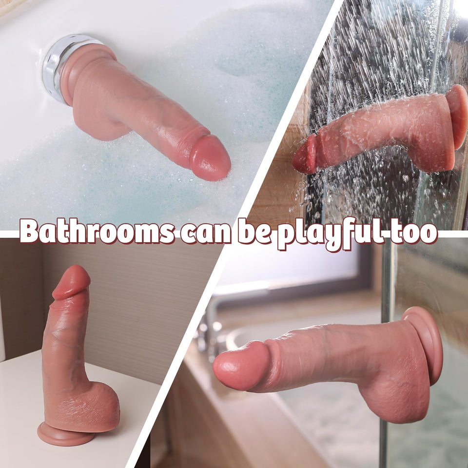 7.24 Inch Reproduction Real Silicone Dildo,Huge Soft Realistic Dildos, Thick Penis for G-Spot, Suction Cup for Hands-Free Fun wi
