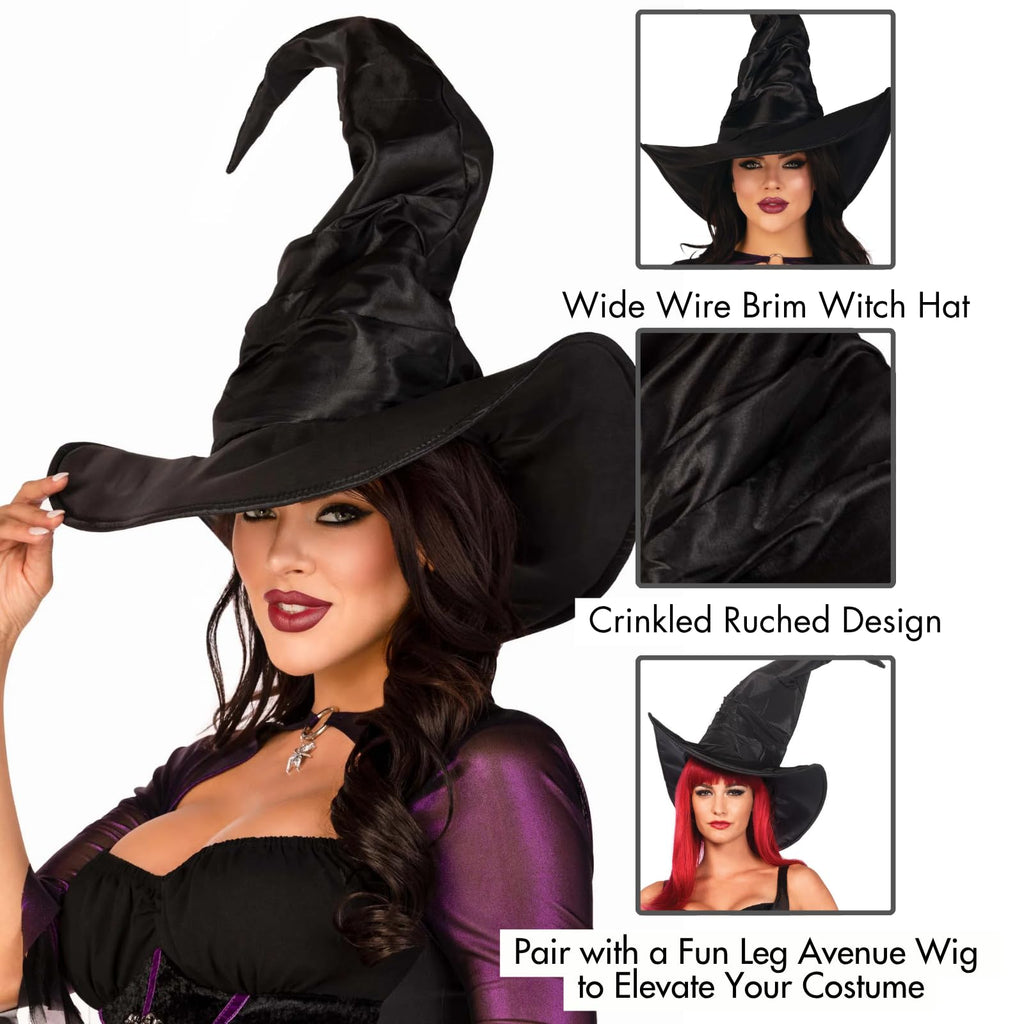 Large Ruched Witch Hat O/S Bla