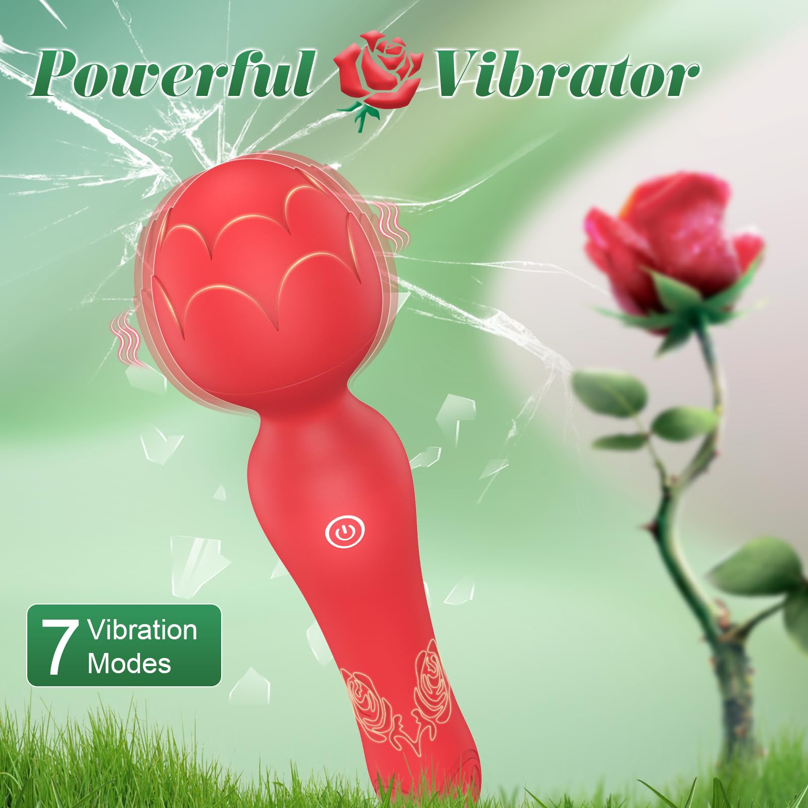 Wand Vibrator Rose Sex Toy - Clitoral Stimulator Anal Nipple G Spot Vibrators, Rose Adult Sex Toys Magic Quiet Cordless Massager