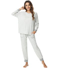 NACHILA Pajamas for Women-Viscose Made from Bamboo,Long Sleeve Pajama Sets Crew Neck Pj with Joggers Pants Soft 2 Piece Pjs Grey