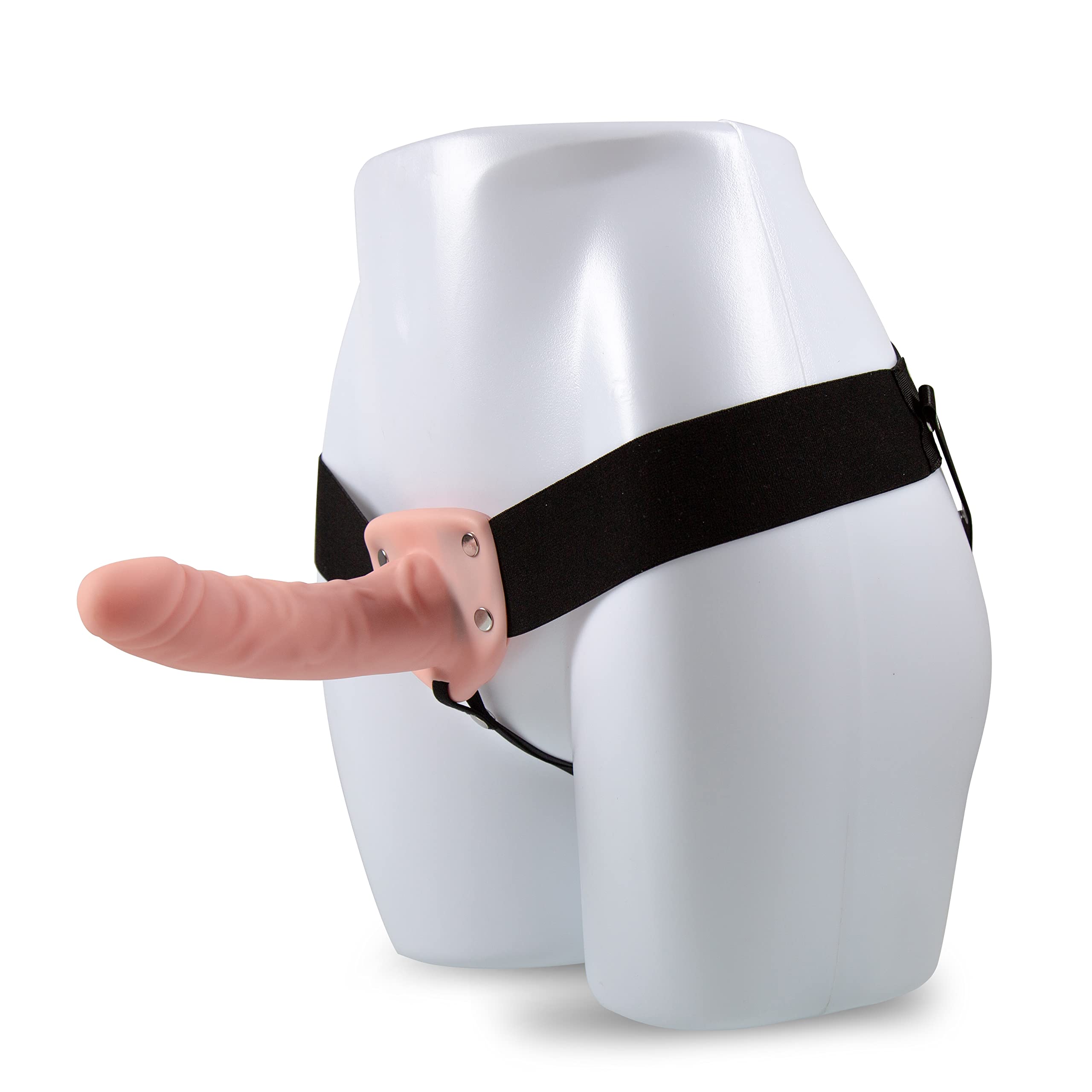 Blush Dr. Skin 6 Inch Hollow Strap-On System - Elastic Waistband Harness & Strap On Dildo - Realistic Cock Extender for Pegging 