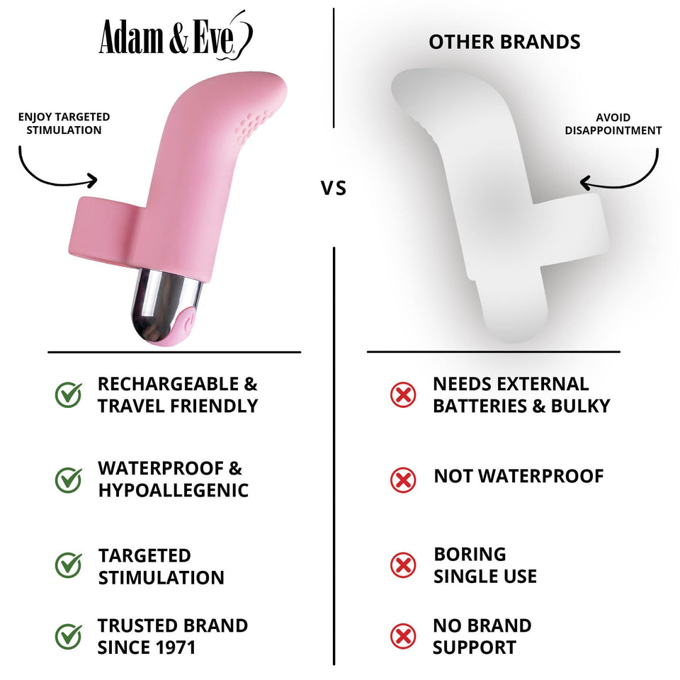 Adam and Eve 10 Function Silicone Rechargeable 10 Speed Finger Vibrator, Adjustable Stimulator, Insertable Bullet Sex Toy for Wo