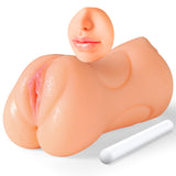 3 in 1 Male Masturbator Adult Sex Toys, Pocket Pussy with Real Mouth Tongue 3D Textured Vagina & Tight Anus & Drying Stick, Sex