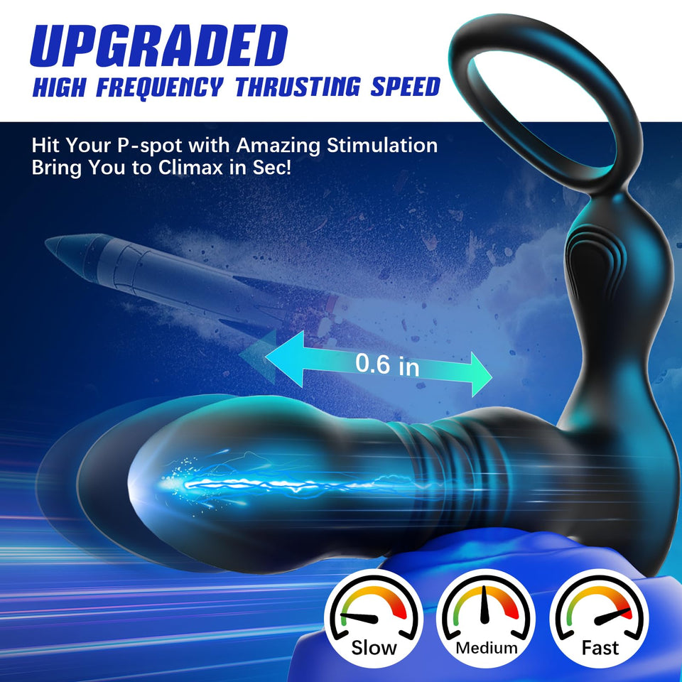 BEISAR Prostate Massager Anal Vibrator Thrusting Vibrating 7 Modes with Cock Ring Anal Plug Anal Sex Toys P Spot Massager Male S