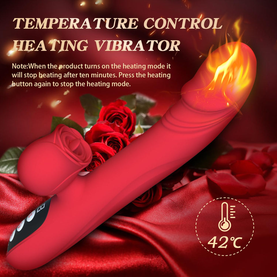 FUKRN Womens Sex Toys Thrusting Vibrator, Thrusting Dildo G Spot Vibrator Clitoral Stimulation Rose Sex Toy with 7 Licking & Thr