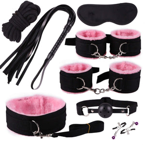 Bondage Kit Restraints Kit Sex Toys for Couples, BSDM Kits for Couples, BDSM Set, Adjustable Bondage Set Fuzzy Handcuffs Ball Ga