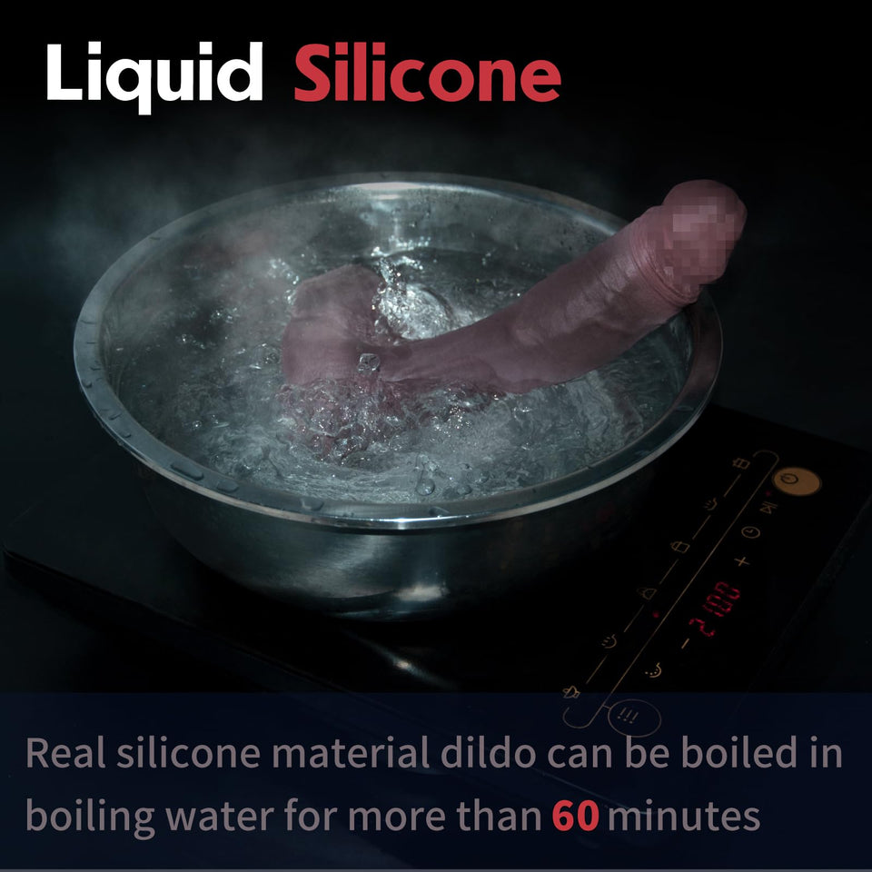 9 Inch Black Realistic Dildo Feels Like Skin, with Huge Strong Suction Cup Dildos for Hands-Free Play, Soft Liquid Silicone Anal