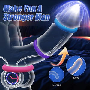Sex Toys Silicone Penis Ring - Multi-Coloured Cockring Cock Sexual Stimulation Device with 3 Pcs Different Sizes for Erection En