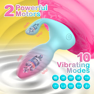 Adult Sex Toys for Women Anal Plug, 2 in 1 Remote Control Vibrator Clitoris Stimulator with 10 Vibrating Frequencies, Dual Motor