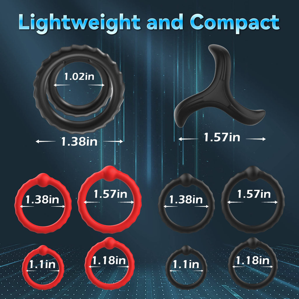 Silicone Penis Ring Set Sex Toys for Men, Amortoy 10 PCS Mens Cock Rings Penis Sleeve Shaft for Erection Enhancing, Soft Stretch