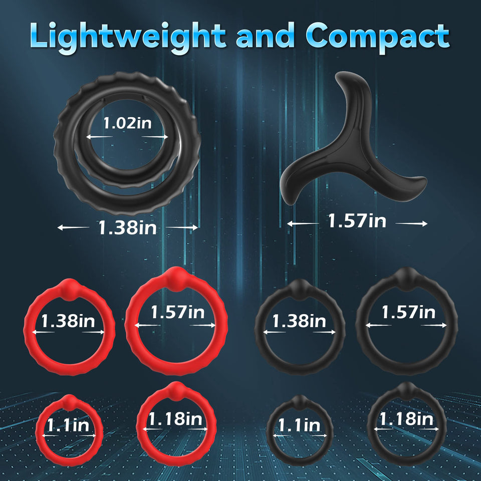 Silicone Penis Ring Set Sex Toys for Men, Amortoy 10 PCS Mens Cock Rings Penis Sleeve Shaft for Erection Enhancing, Soft Stretch