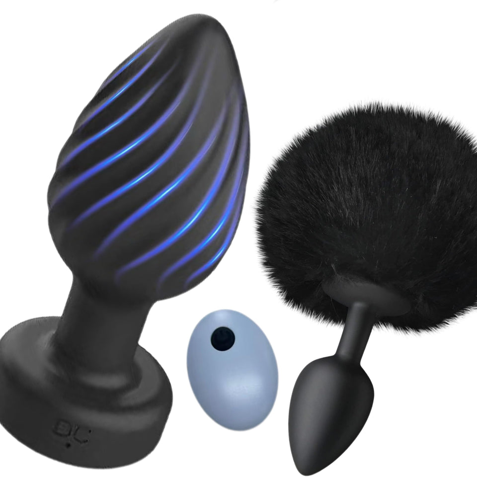Adult Sex Toys for Men Anal Plug - 2Pcs Butt Plugs Training Set,Remote Control Prostate Massager Vibrating,Waterproof Vaginal An