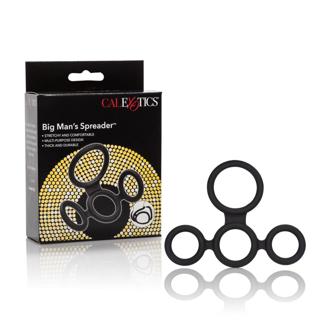 CalExotics Big Man's Spreader Silicone 4-Ring Design Erection Enhancer, Black (12754_Black)