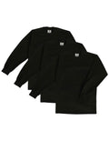 Pro Club Mens 3-Pack Heavyweight Cotton Long Sleeve Crew Neck T-Shirt, Black, 2X-Large