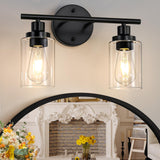Bathroom Light Fixtures Matte Black Vanity Light 2 Light Wall Sconces Lighting Bathroom Lights With Clear Glass Shades Bath Wall