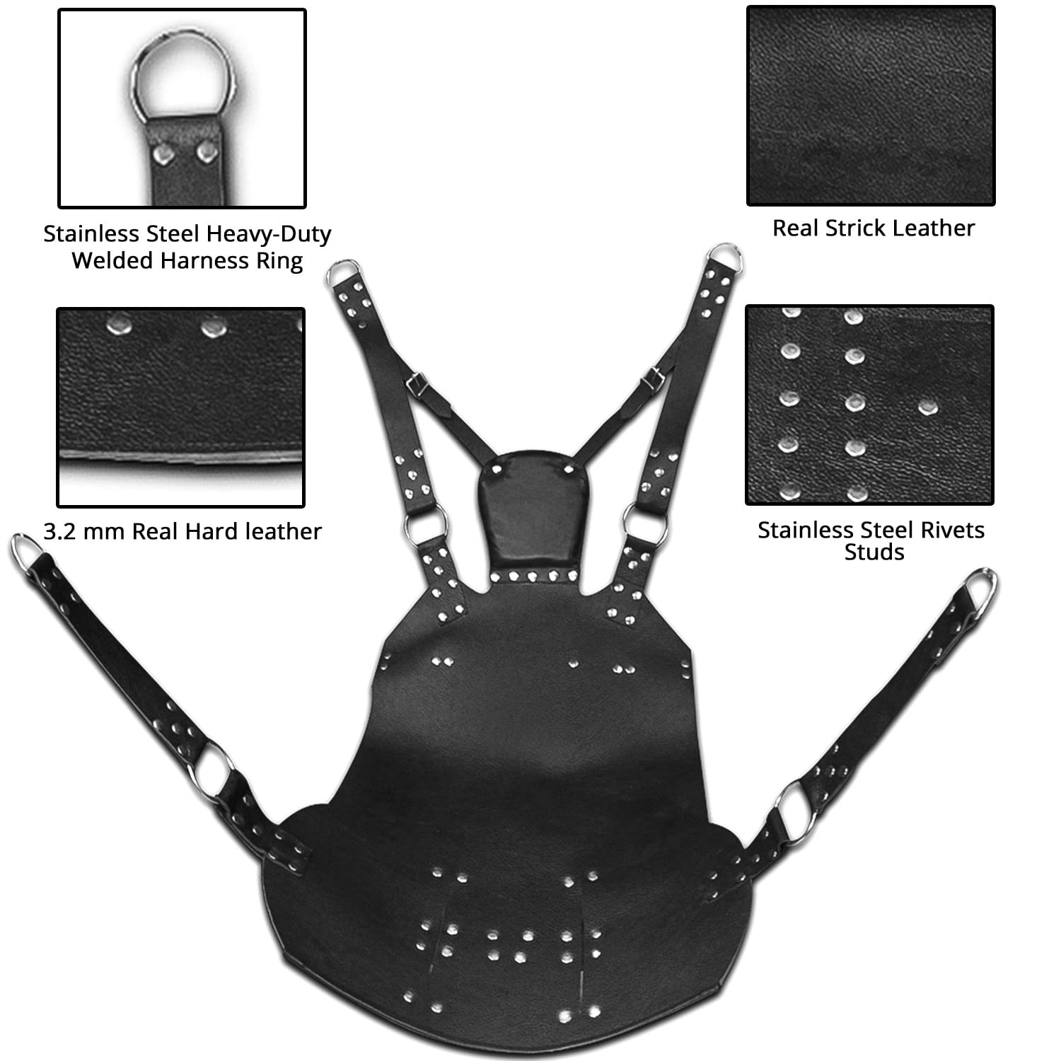Real Black Leather Heavy Duty Adult Sex Sling Swing with Stirrups mountable(Swing-09)