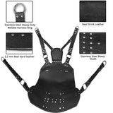 Real Black Leather Heavy Duty Adult Sex Sling Swing with Stirrups mountable(Swing-09)