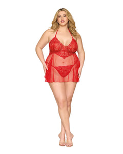 Babydoll & Gstring Poinsettia Q/S