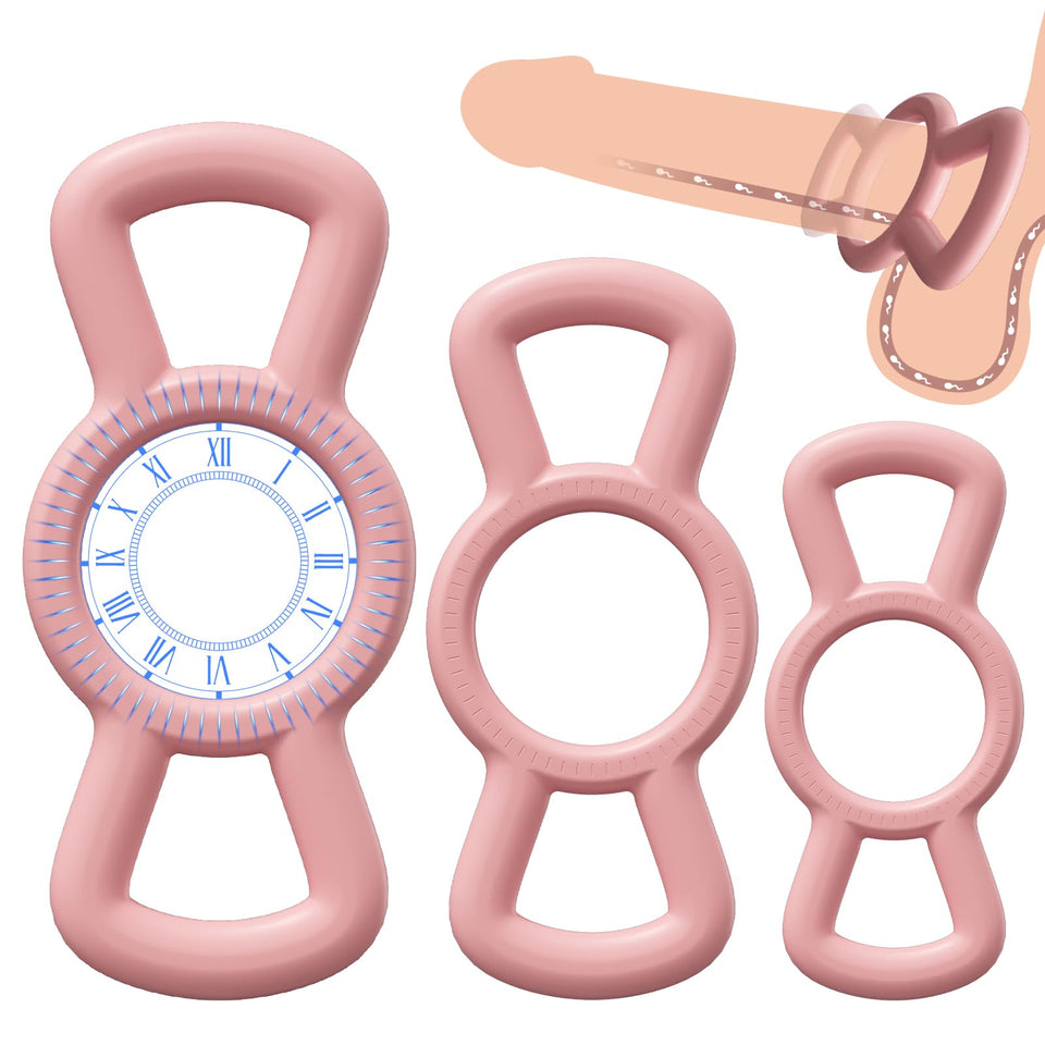 Silicone Cock/Penis Rings Set with 3 C-Ring Set - Helps Create Firmer and Thicker Erections - Side Tabs for Easy Removal and Adj