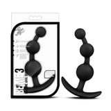 Blush Be Me 3 - Platinum Cured Puria Silicone - 3 Beaded Anal Plug - Satin Smooth Ultrasilk - Anchortech Base Stayput Design Kee