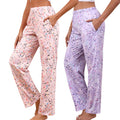 PNAEONG Women Cotton Pajama Pants Comfy Pj Bottoms Soft Printed Lounge Pant with Pockets Pink+Purple L
